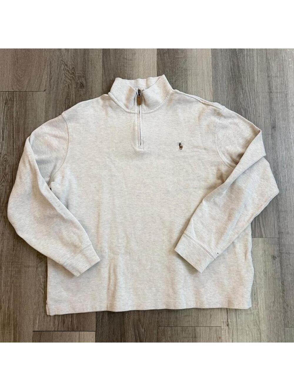 Polo Ralph Lauren cream quarter zip sweatshirt sz XL #preppy #quarterzip
